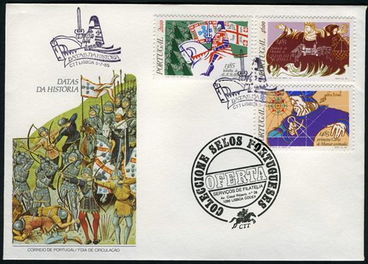 Portugal - 1985 - FDC Datas da Historia - Aljubarrota Caldas Carta Marear - Sem Valor