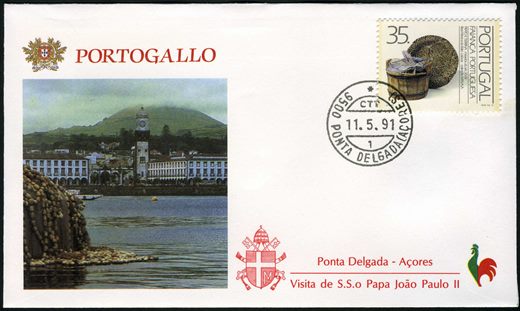 Portugal - 1991 - Visita do Papa Joao Paulo II - FDC Ponta Delgada Acores - Sem Valor