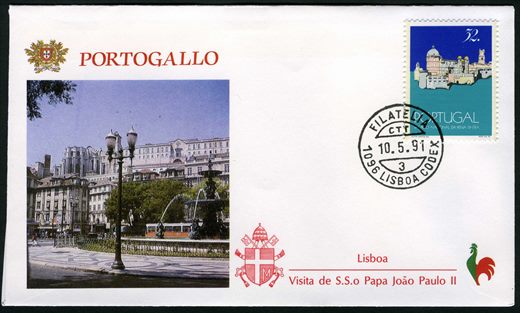 Portugal - 1991 - Visita do Papa Joao Paulo II - FDC Lisboa - Sem Valor