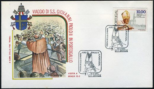 Portugal - 1982 - FDC Visita Joao Paulo II Annulo Braga - 10 00Esc