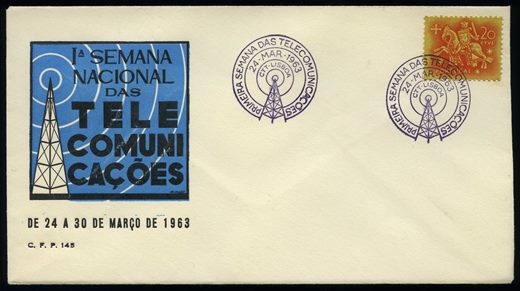 Portugal - 1963 - Sobrescrito 1a Semana Nacional Telecomunicacoes - 20C