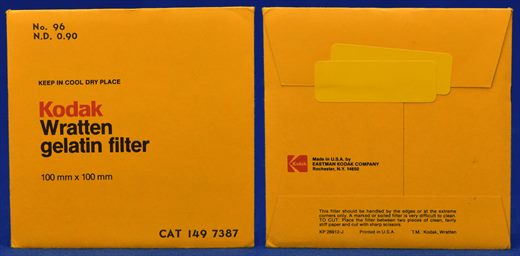 Kodak Wratten gelatin filter No.96 N.D. 0.90 CAT 149 7387