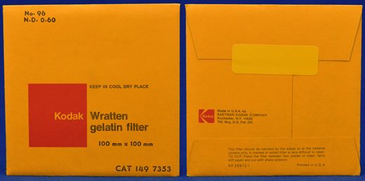 Kodak Wratten gelatin filter No.96 N.D. 0.60 CAT 149 7353