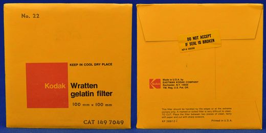 Kodak Wratten gelatin filter No.22 CAT 149 7049