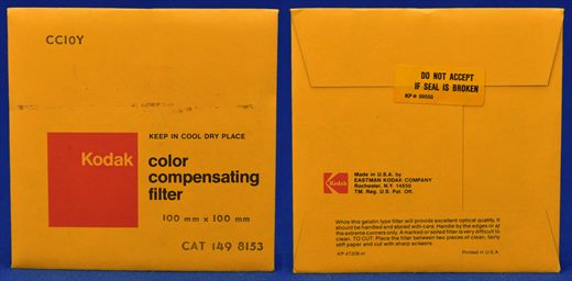 Kodak Color compensating filter No.CC10Y CAT 149 8153