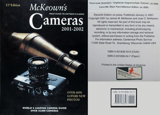 McKeowns price guide to antique and classic cameras 2001-2002 ISBN 0-931838-34-7