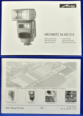 Metz Mecablitz 54 MZ-3-4 operating instruction 703 47 0106.A2