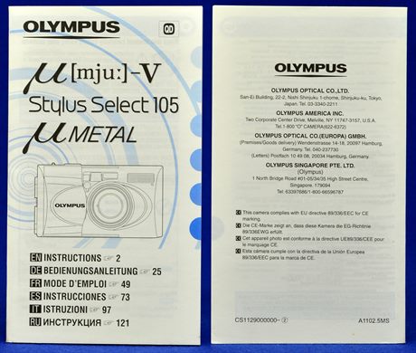 Olympus mju-V Stylus Select 105 Metal A1102.5MS