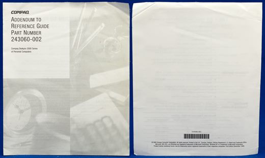 Compaq Addendum to Reference Guide