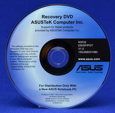 Recovry DVD ASUSTek Computer Inc V1.0