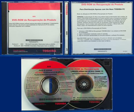 Toshiba A60 DVD-ROM de Recuperacao do Produto PMR400225PT0