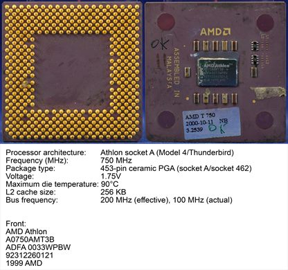 AMD Athlon 750 - A0750AMT3B ADFA 0033WPBW 1999 Malaysia