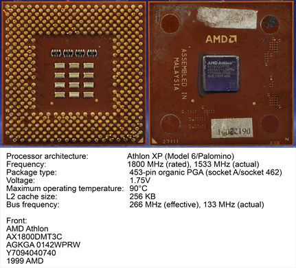 AMD Athlon XP 1800Plus - AX1800DMT3C AGKGA 0142WPRW 1999 brown Malaysia