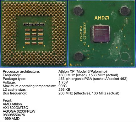 AMD Athlon XP 1800Plus - AX1800DMT3C AGOGA 0203FPEW 1999 green Malaysia