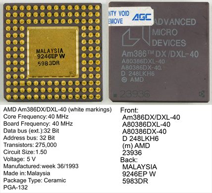 AMD Am386DX-DXL-40 (white markings) Malaysia