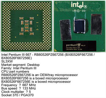 Intel pentium III 667 L025A090-0354 SL3XW Malay