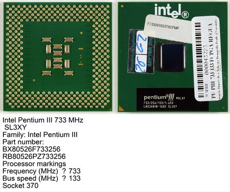 Intel pentium III 733 L033A010-1682 SL3XY Malay