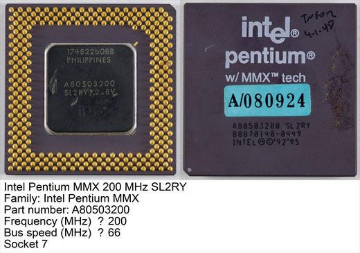 Intel pentium MMX 200 MHz A80503200 SL2RY 88070140-0449 Philippines