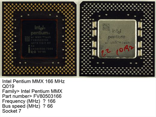Intel pentium MMX 166 MHz FV80503200 Q019 ES 2.8V