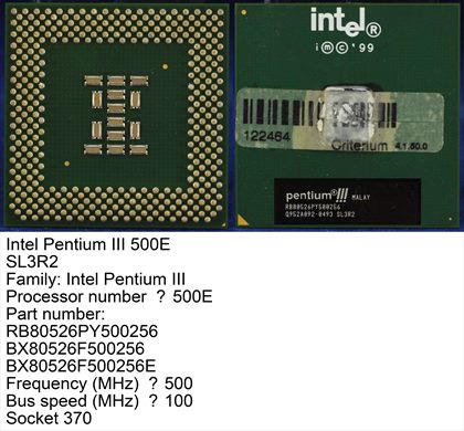 Intel Pentium III RB80526PY500256 SL3R2 Malay