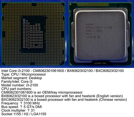 Intel Core i3-2100 3.10Ghz SR05C Malay