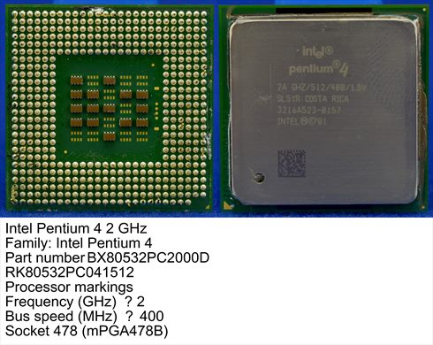 Intel Pentium 4 2 GHz-512-400-1.5V SL5YR 2001 Costa Rica