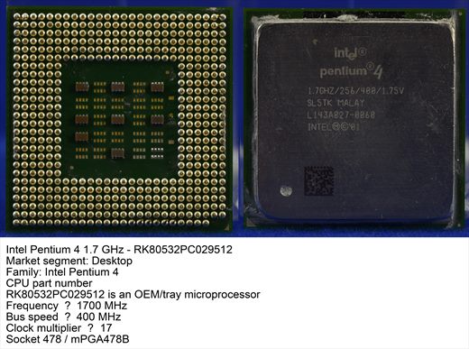 Intel Pentium 4 1.7 GHz-256-400-1.75V SL5TK Malay 2001