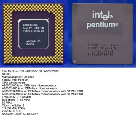 Intel Pentium 100 A80502-100 SX963 Malay