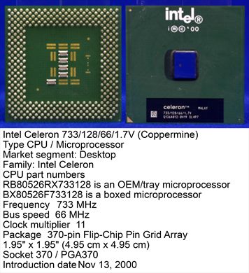 Intel Celeron 733 MHz SL4P7 (Coppermine) Malay