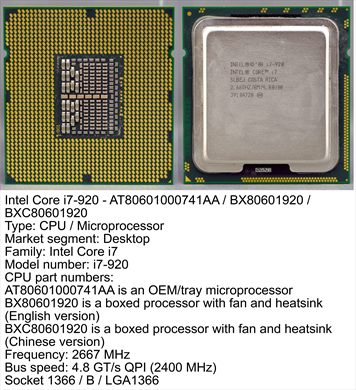 Intel Core i7-920 2.66 GHZ SLBEJ 8M-4.80-08 Costa Rica