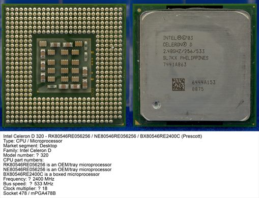Intel Celeron D 320 2.40GHz SL7KX (Prescott) Philippines