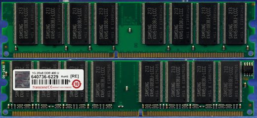 Transcend 1Gb 2Rx8 DDR 400 U 640736-6229