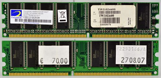 TwinMOS M2G9O16A-MK PC3200 1Gb DDR-DIMM