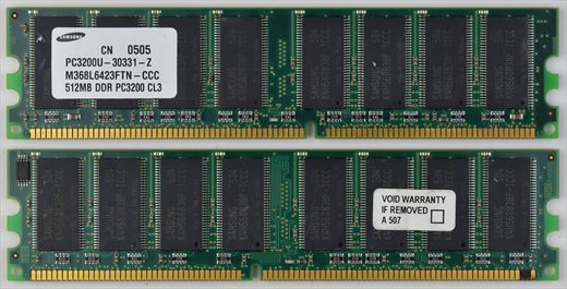 Samsung M368L6423FTN-CCC 512MB DDR PC3200 CL3