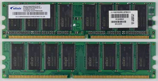 Elixir M2U51264DS8HC3G-5T 512MB DDR-400MHz-CL3 PC3200U-30330