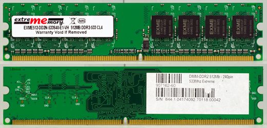 extrememory EXME512-DD2N-533S40-E1-VH 512MB DDR2-533 CL4