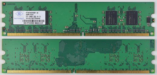 Nanya NT256T64UH4A0F-5A 256MB 1Rx16 PC2-3200U-333-10-C1