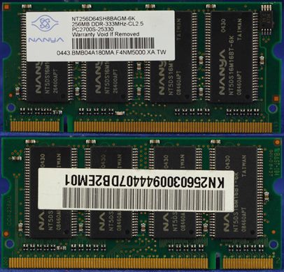 Nanya NT256D64SH8BAGM-6K 256Mb DDR-333MHz-CL2.5 PC2700S-25330