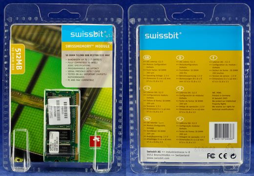 Swissbit 512Mb SO DIMM DDR PC2700-333mhz