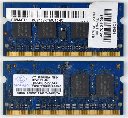 Nanya NT512T64UH8A1FN-3C 512MB 2Rx16 PC2-5300S-555-12-A2