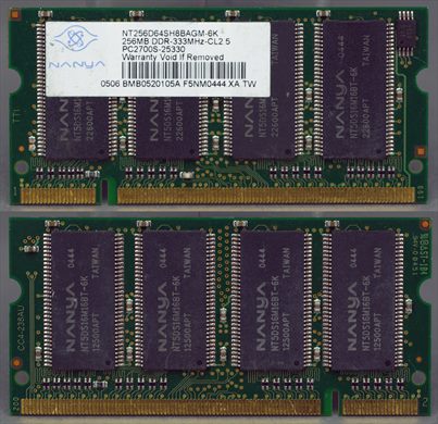 Nanya NT256D64SH8BAGM-6K 256MB DDR-333MHz-CL2.5 PC2700S-25330