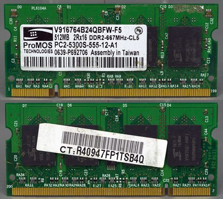 ProMOS V916764B24QBFW-F5 512MB 2Rx16 DDR2-667MHz-CL5