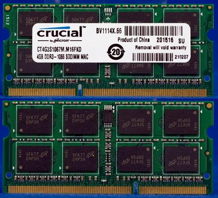 Crucial CT4G3S1067M.M16FKD 4GB DDR3-1066 SODIMM MAC