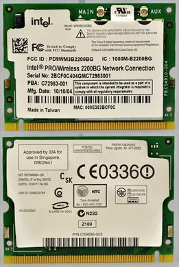 Intel WM3B2200BG PRO-Wireless 2200BG WiFi