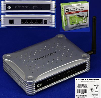 Conceptronic 54 MBPS ADSL2 plus router ISDN C54APRB2 plus