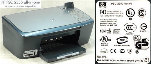 Hewllet Packard PSC 2355 all-in-one PSC 2350 Series SDGOB-0401-02 Re. B