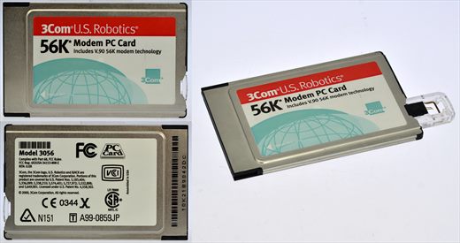 3Com U.S. Robotics 56K Modem PC Card model 3056