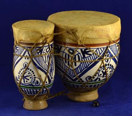 DJEMBE - Tambor duplo marroquino em ceramica e pele