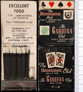 The Horseshoe Club - The Gardena Club (Monarch Match Co.)