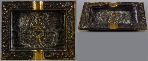 Cinzeiro retangular metalico ornamentado